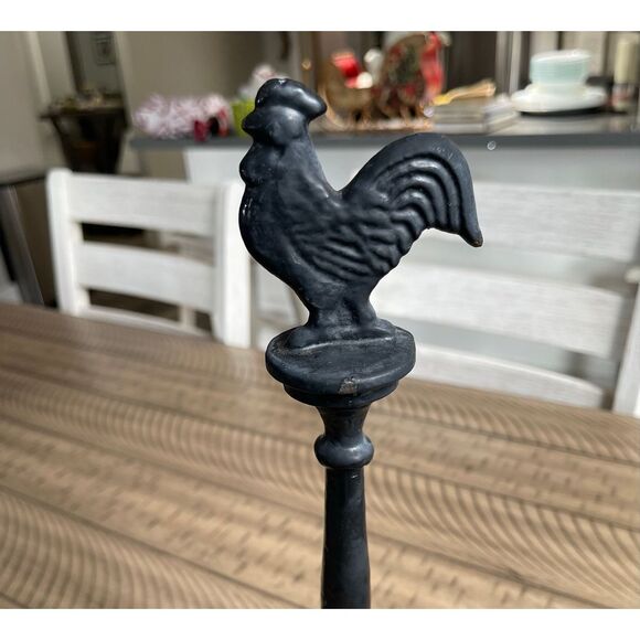 Black cast iron Rooster paper towel holder heavy farmhouse country style decor - Picture 6 of 10